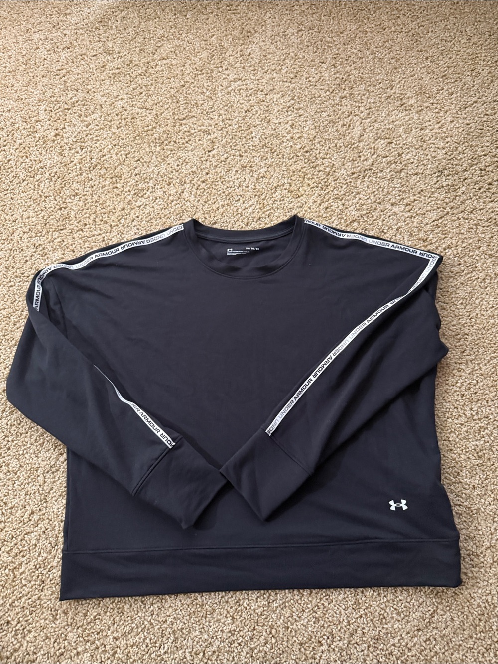 Under Armour Men’s Black Crew Sweatshirt with White Logo Tape